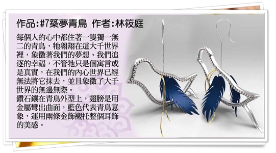 青騰國際大千世界3D珠寶設計比賽作品-最佳人氣獎:築夢青鳥-林筱庭	