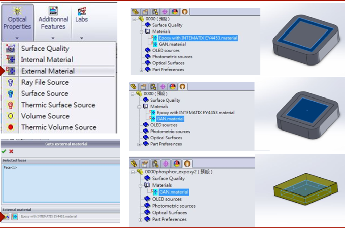 OptisWorks Flip Chip螢光粉及光源設定